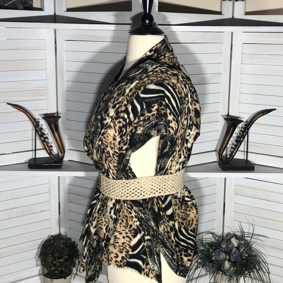 Look Cashmere Leopard Animal Print Scarf Multicolor OS - Picture 5 of 7